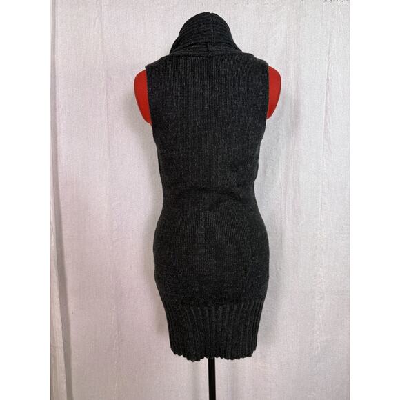 Twenty One Gray Cable Knit Wool Roll Neck Sleeveless Sweater Dress Size S E113 - Picture 4 of 10
